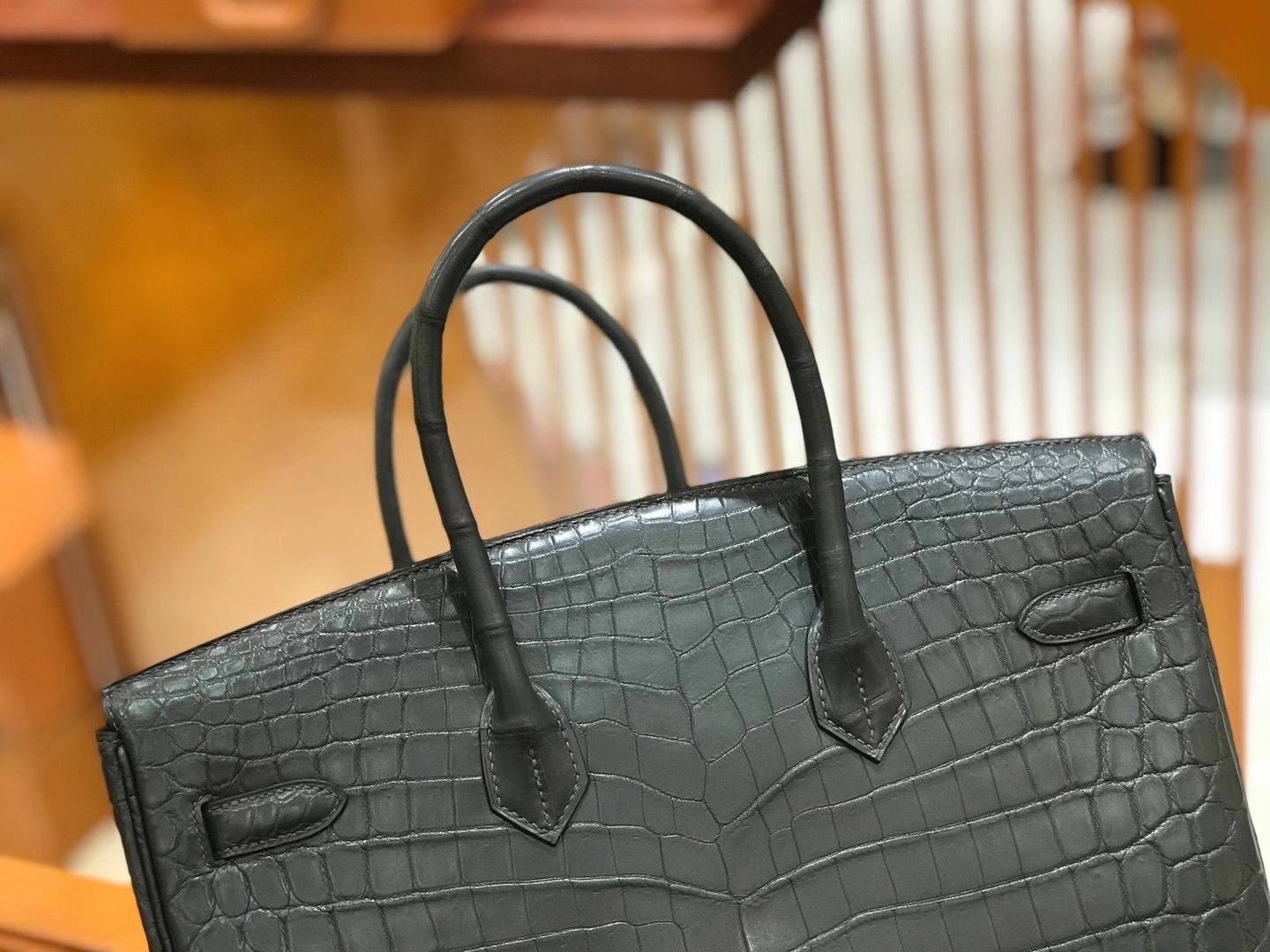 Hermès（爱马仕）Birkin 35cm 鳄鱼皮 铁灰 金扣 全手工缝制