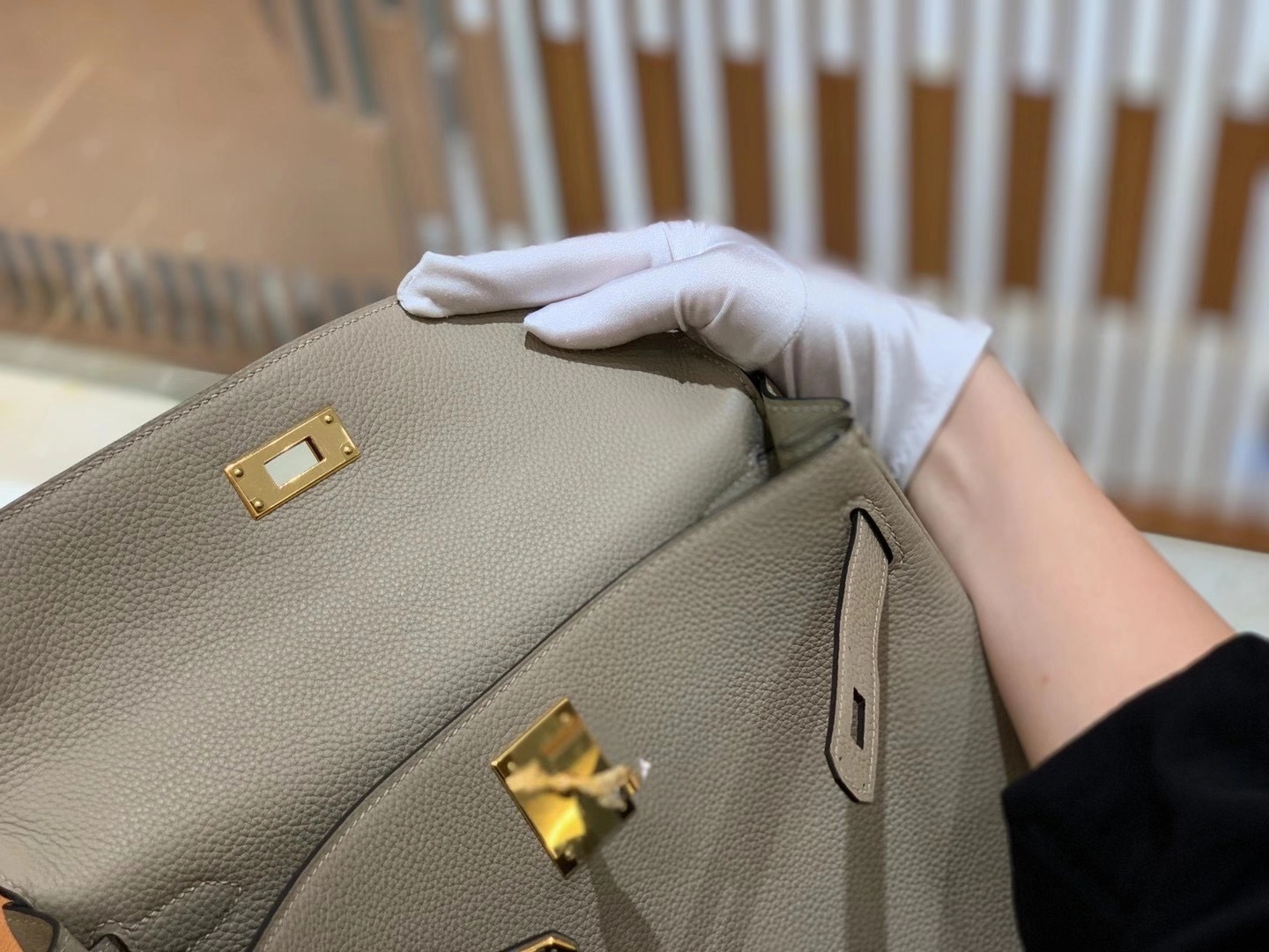 Hermès（爱马仕）Kelly 25cm Togo 斑鸠灰 金扣 全手工缝制 鳄鱼皮高订版本