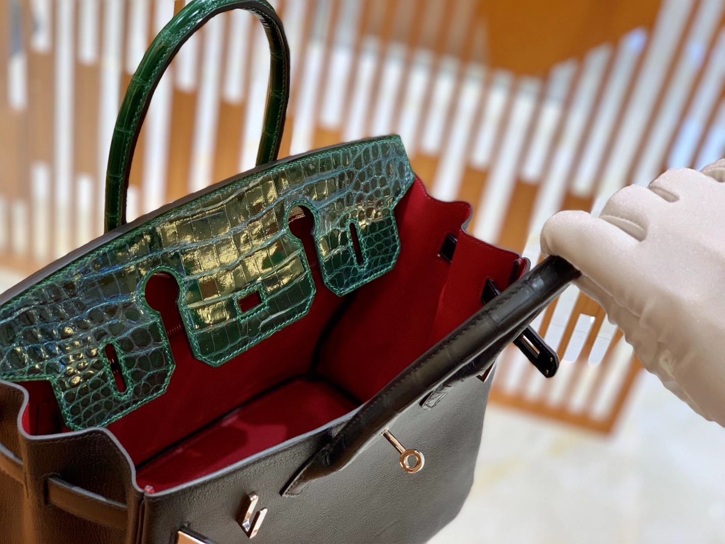 Hermès（爱马仕）Birkin touch 30cm 进口鳄鱼皮拼山羊皮 原版蜜蜡线 顶级工艺缝制