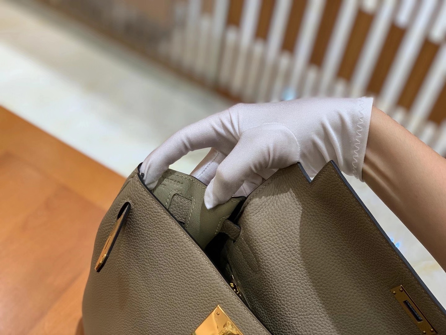 Hermès（爱马仕）Kelly 25cm Togo 斑鸠灰 金扣 全手工缝制 鳄鱼皮高订版本