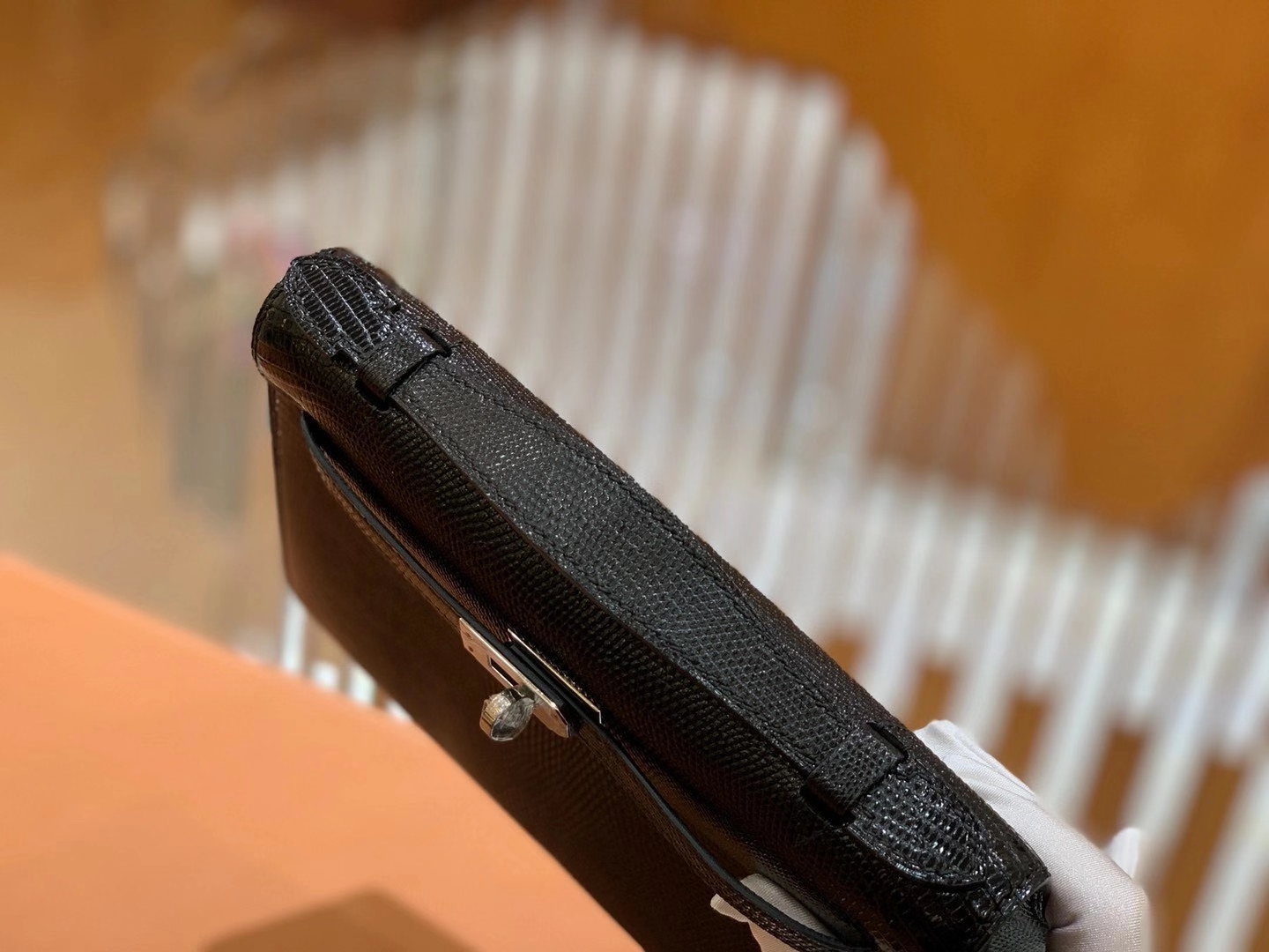 Hermès（爱马仕）迷你1代 22cm 蜥蜴 经典黑银 全手工缝制