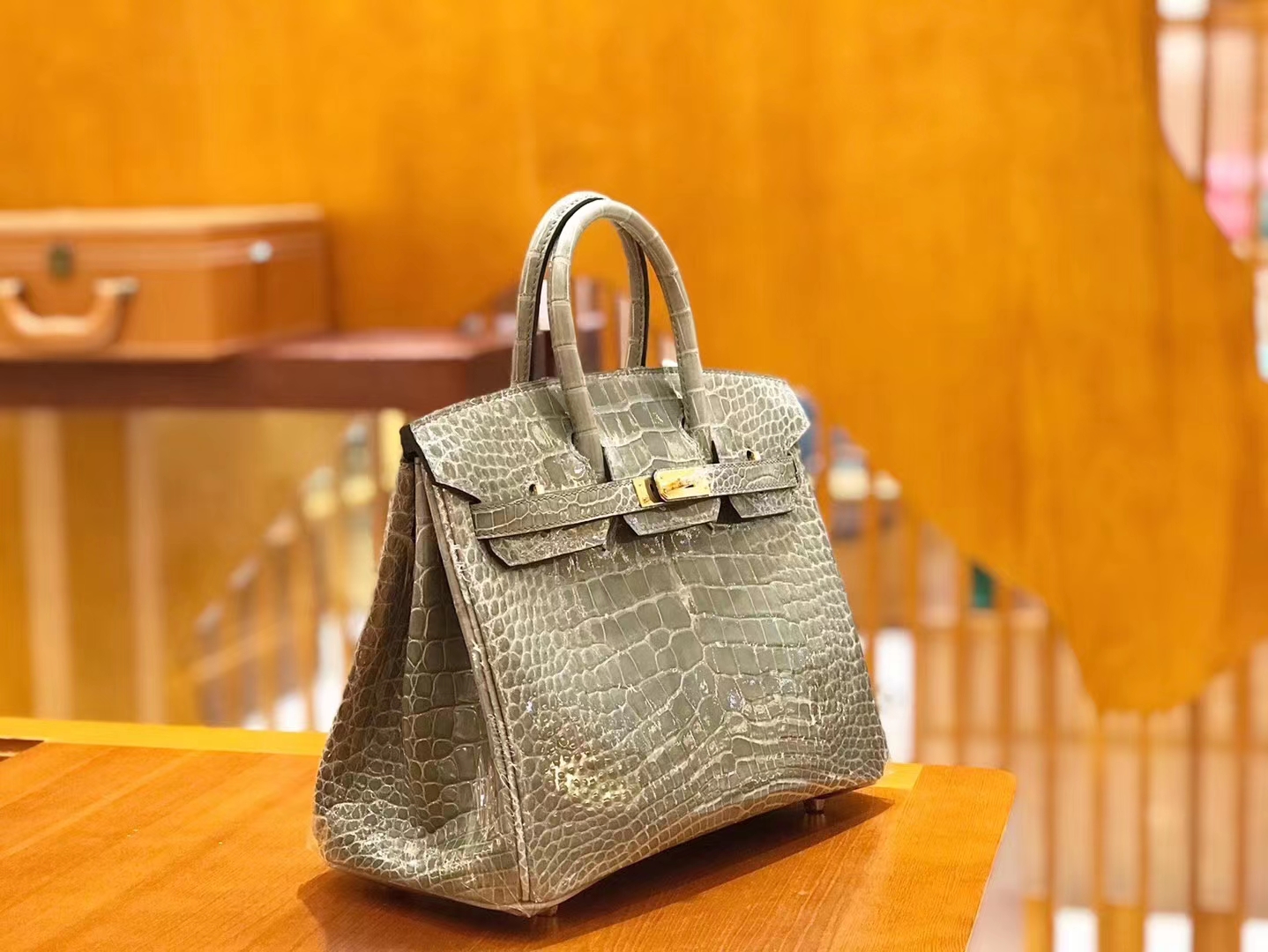 Hermès（爱马仕）Birkin 25cm 一级美洲鳄鱼皮 81斑鸠灰 高定工序版本 全手工缝制