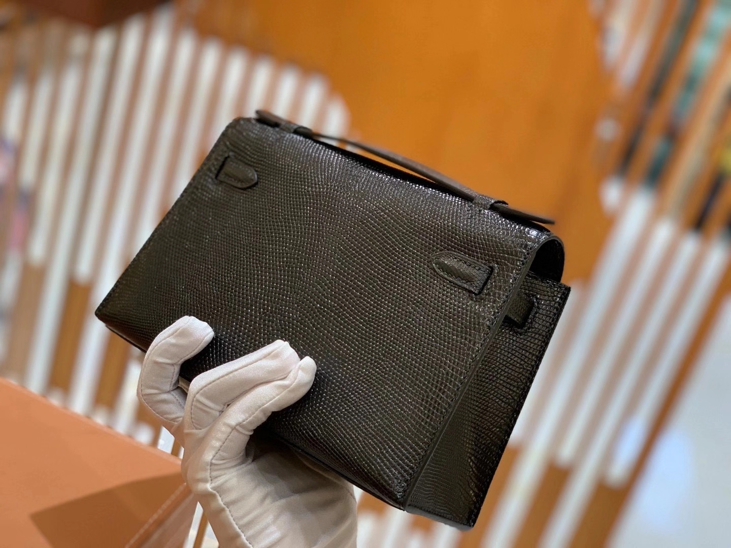 Hermès（爱马仕）迷你1代 22cm 蜥蜴 经典黑银 全手工缝制