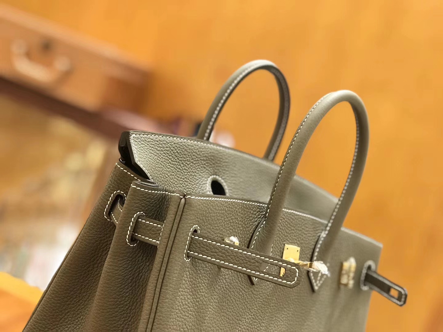 Hermès（爱马仕）Birkin 25cm 大象灰 银扣 进口togo小牛皮 原版蜜蜡线 顶级工艺缝制