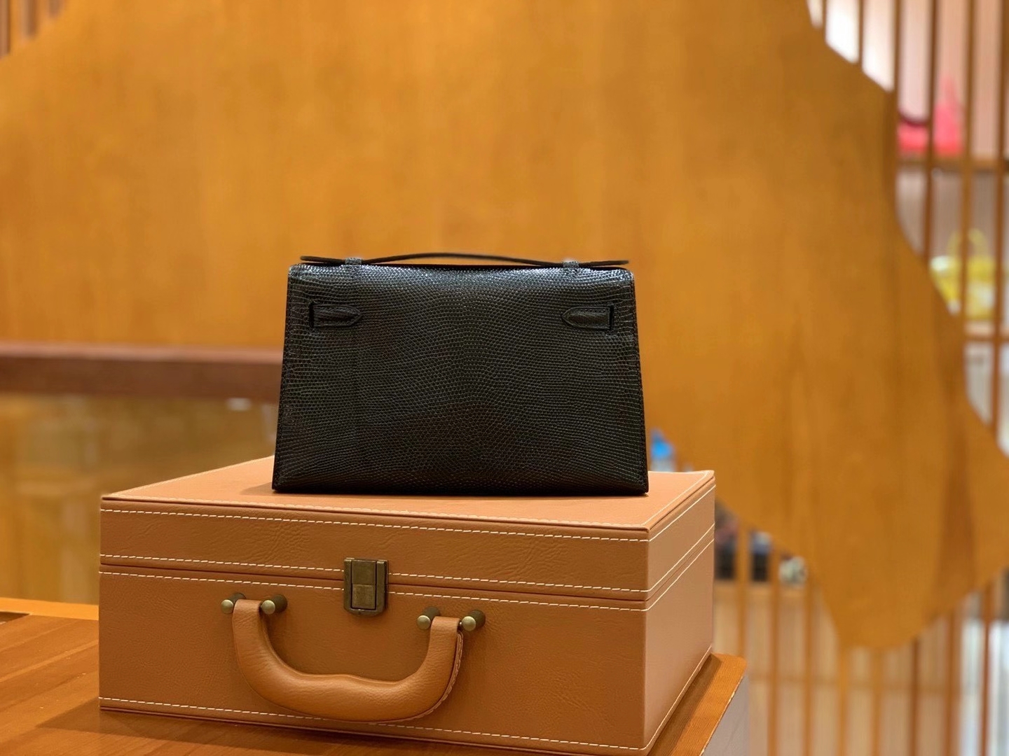 Hermès（爱马仕）迷你1代 22cm 蜥蜴 经典黑银 全手工缝制
