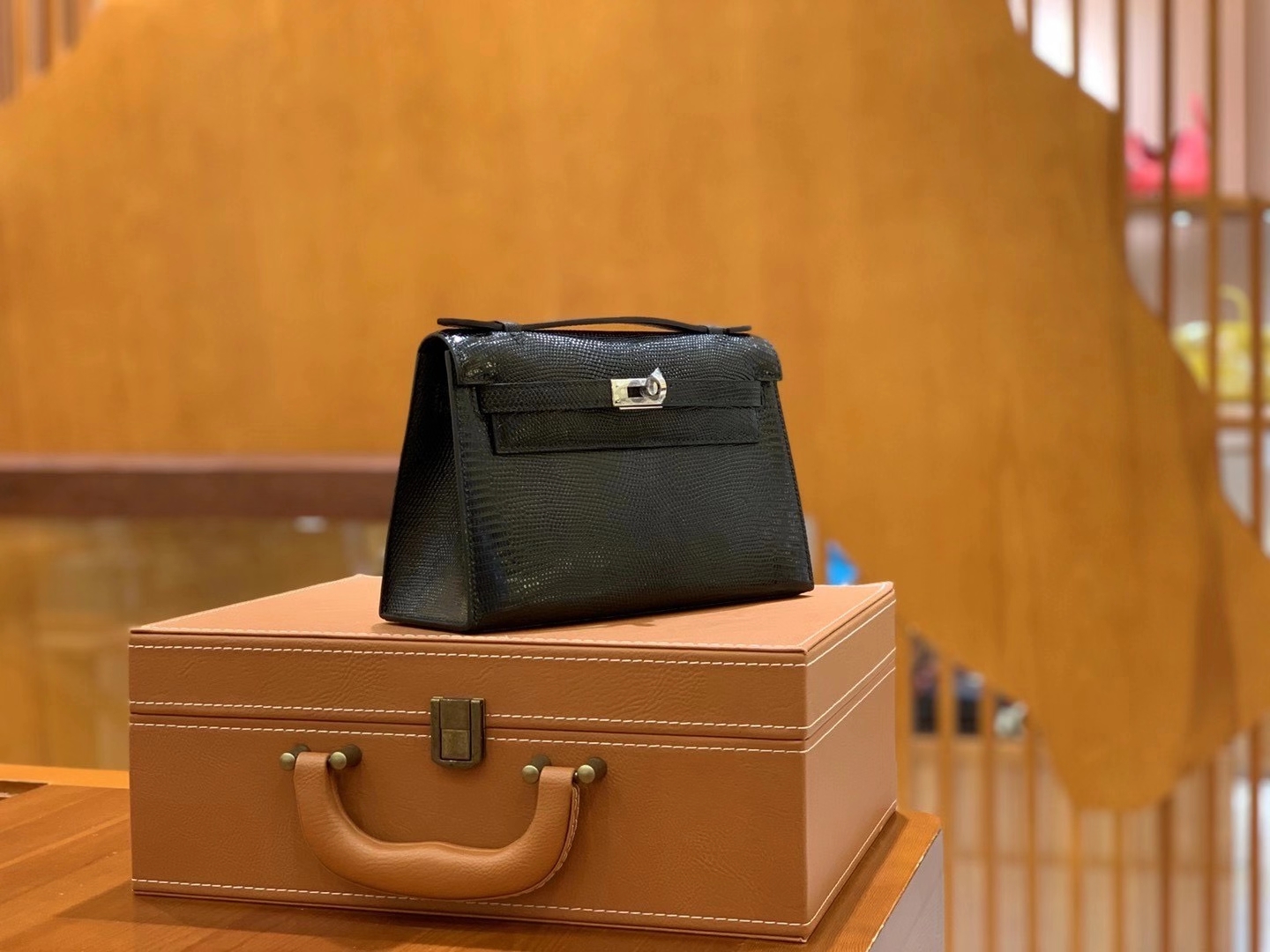 Hermès（爱马仕）迷你1代 22cm 蜥蜴 经典黑银 全手工缝制