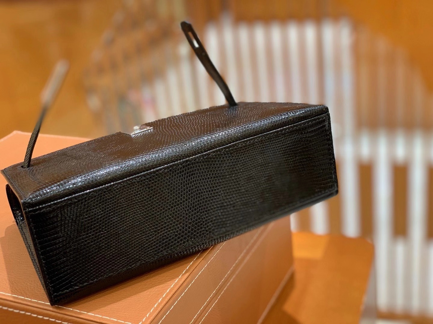 Hermès（爱马仕）迷你1代 22cm 蜥蜴 经典黑银 全手工缝制