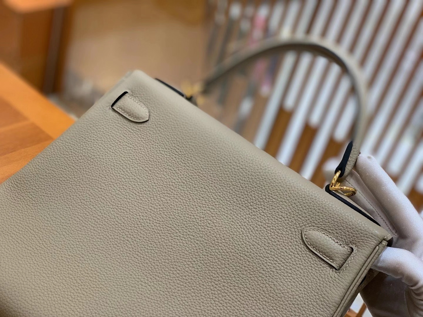 Hermès（爱马仕）Kelly 25cm Togo 斑鸠灰 金扣 全手工缝制 鳄鱼皮高订版本