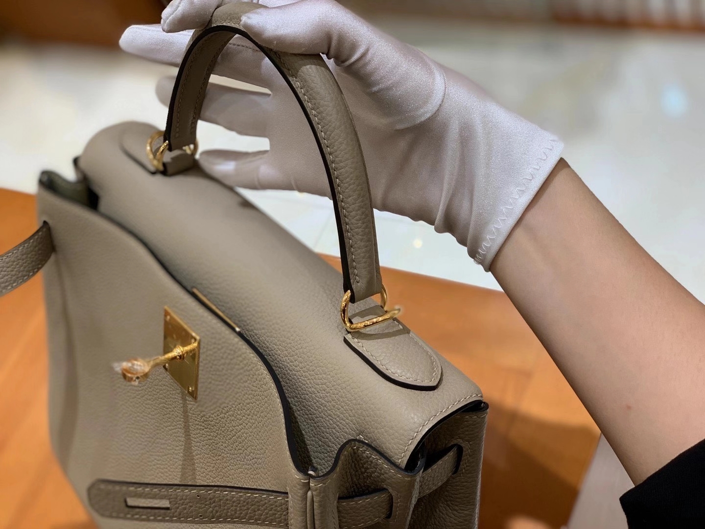 Hermès（爱马仕）Kelly 25cm Togo 斑鸠灰 金扣 全手工缝制 鳄鱼皮高订版本