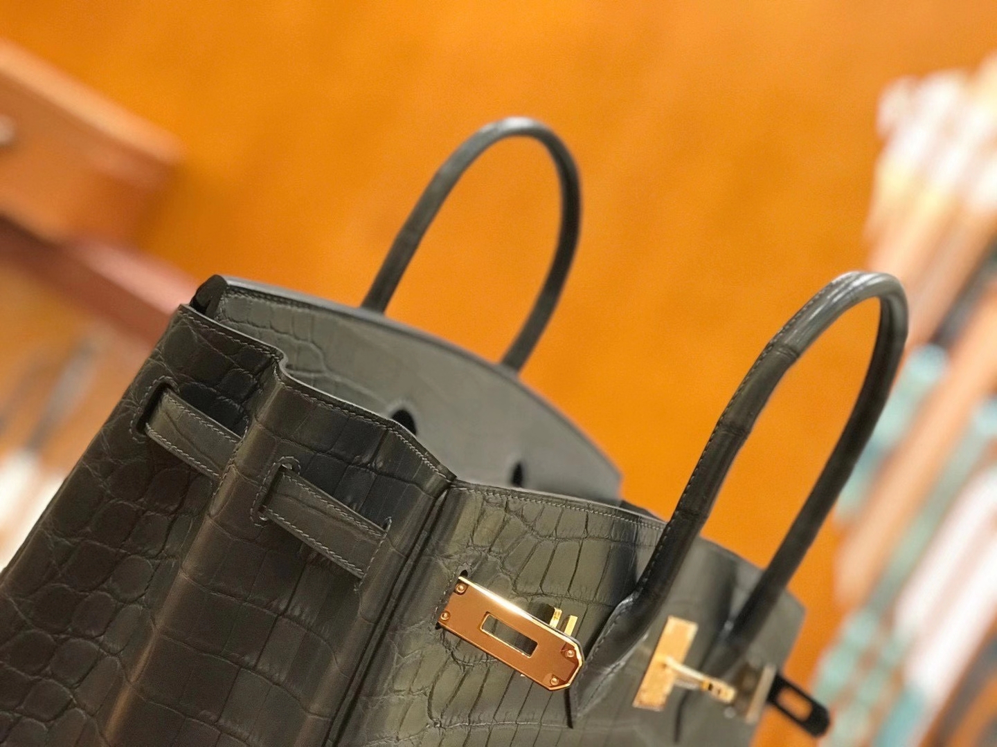 Hermès（爱马仕）Birkin 35cm 鳄鱼皮 铁灰 金扣 全手工缝制