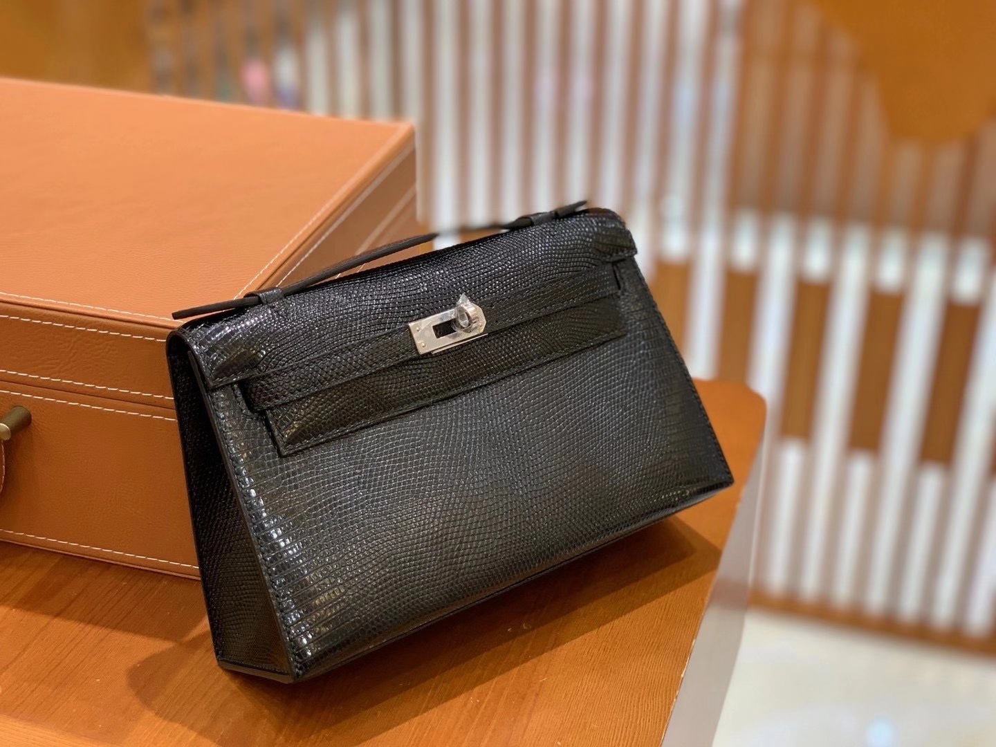 Hermès（爱马仕）迷你1代 22cm 蜥蜴 经典黑银 全手工缝制