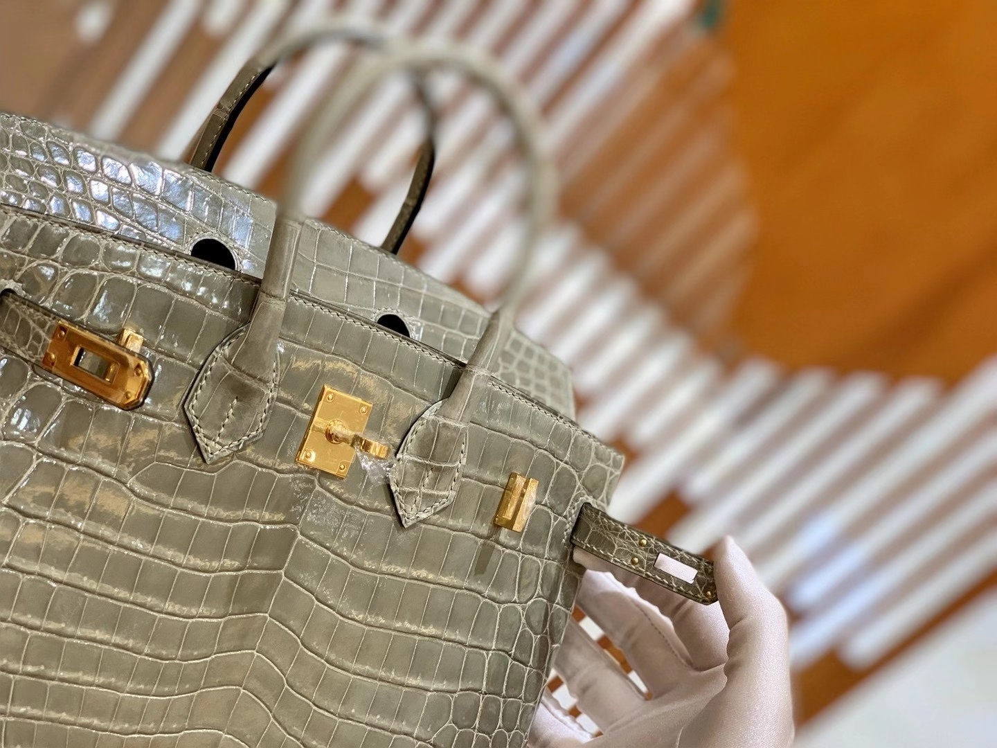Hermès（爱马仕）Birkin 25cm 一级尼罗鳄鱼皮 81斑鸠灰 高定工序版本 全手工缝制