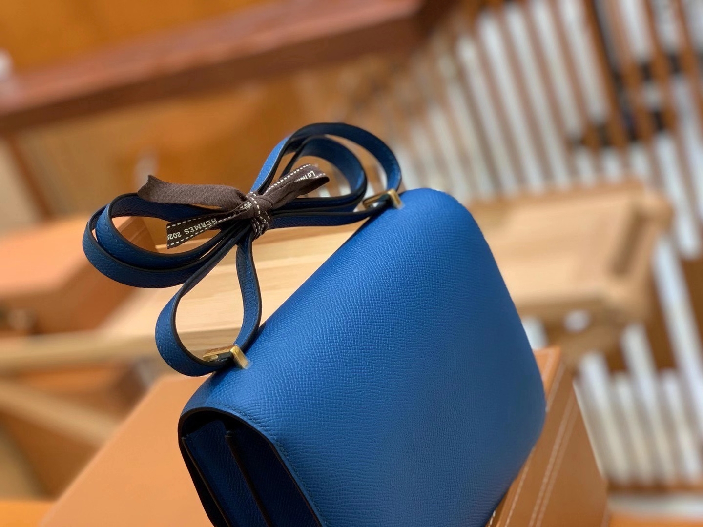 Hermès（爱马仕）Constance 18cm 伊滋密尔蓝 原厂牛皮 金扣 原版蜜蜡线 顶级手工缝制