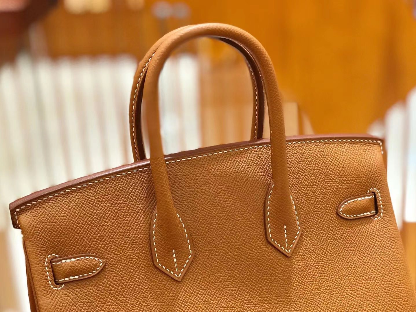 Hermès（爱马仕）Birkin 25cm 金棕 金扣 Epsom 掌纹皮 原版蜜蜡线