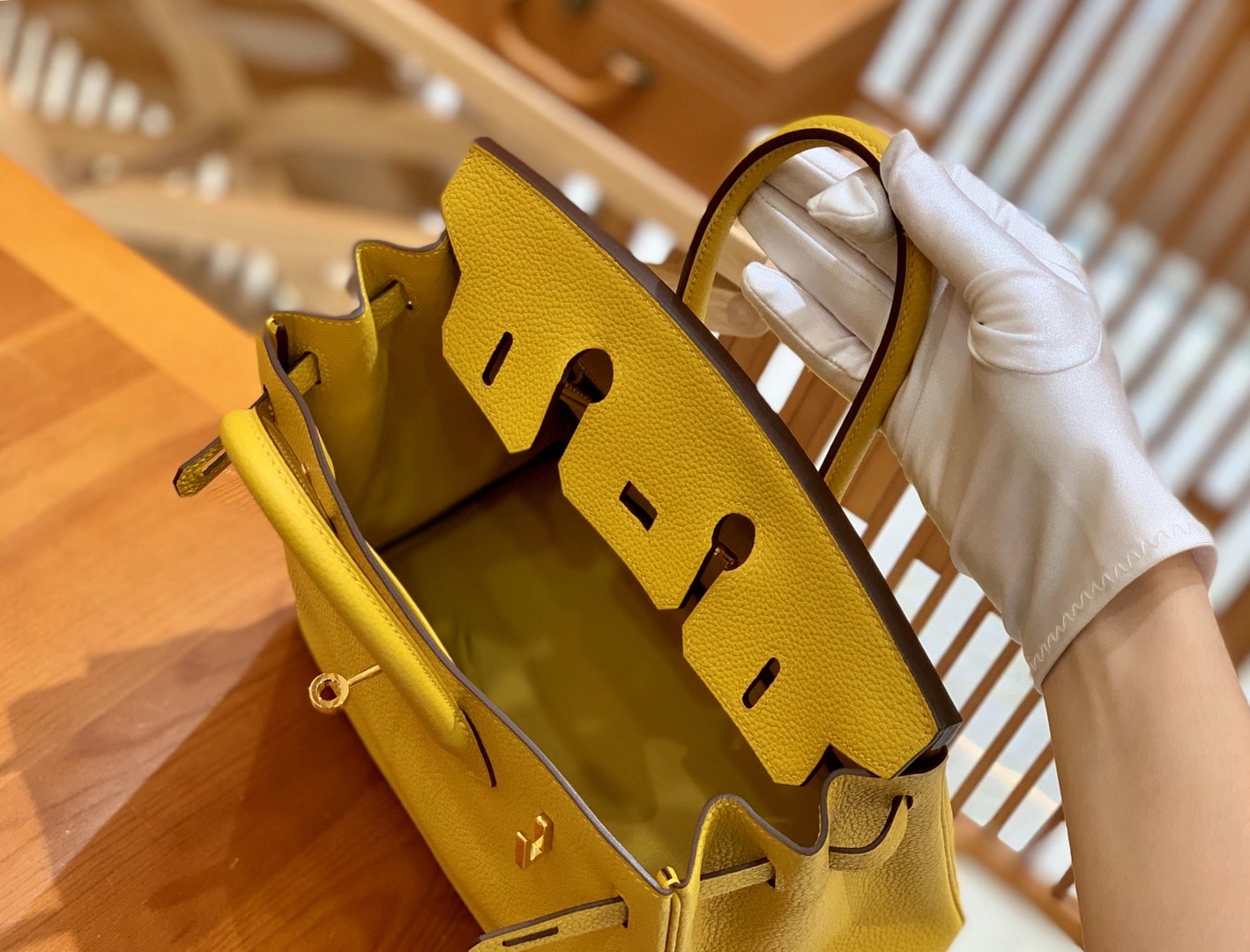 Hermès（爱马仕）Birkin 25cm 琥珀黄 金扣 Togo皮 原版蜜蜡线