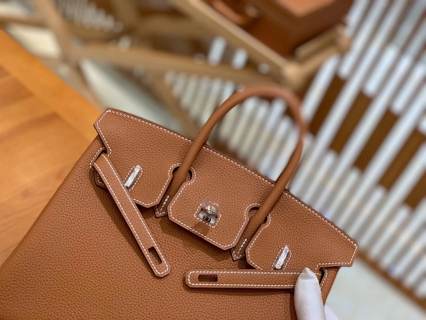 Hermès（爱马仕）Birkin 25cm Togo皮 太妃金 银扣 原版蜜蜡线 全手工缝制