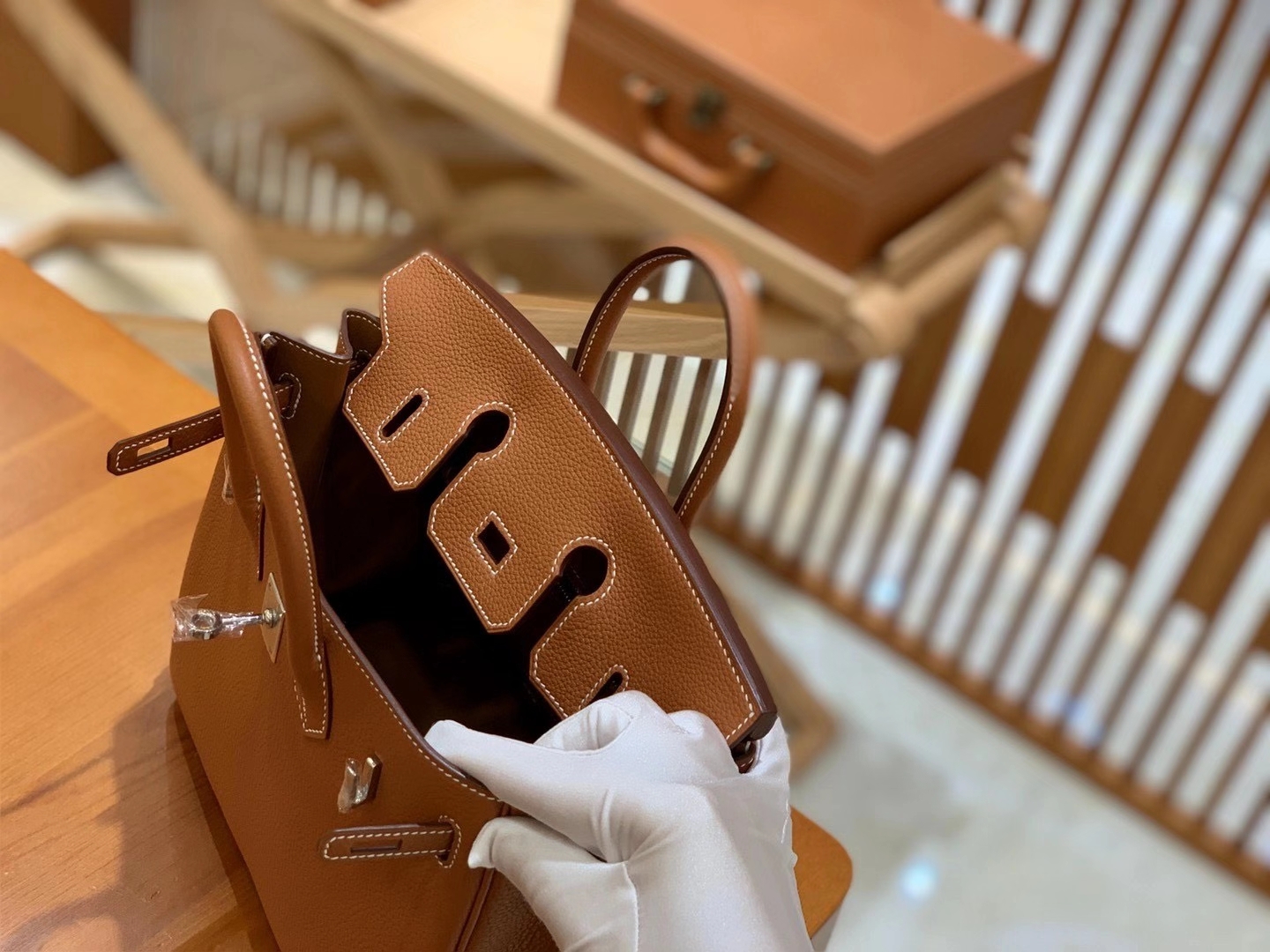 Hermès（爱马仕）Birkin 25cm Togo皮 太妃金 银扣 原版蜜蜡线 全手工缝制