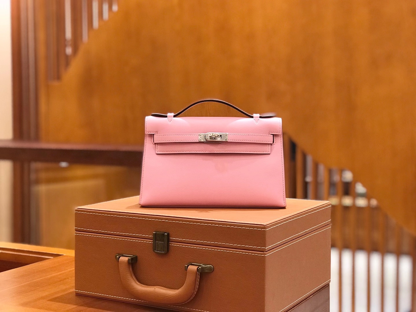 Hermès（爱马仕）Mini Kelly 一代 樱花粉 swift皮 银扣 原版蜜蜡线 顶级手工缝制