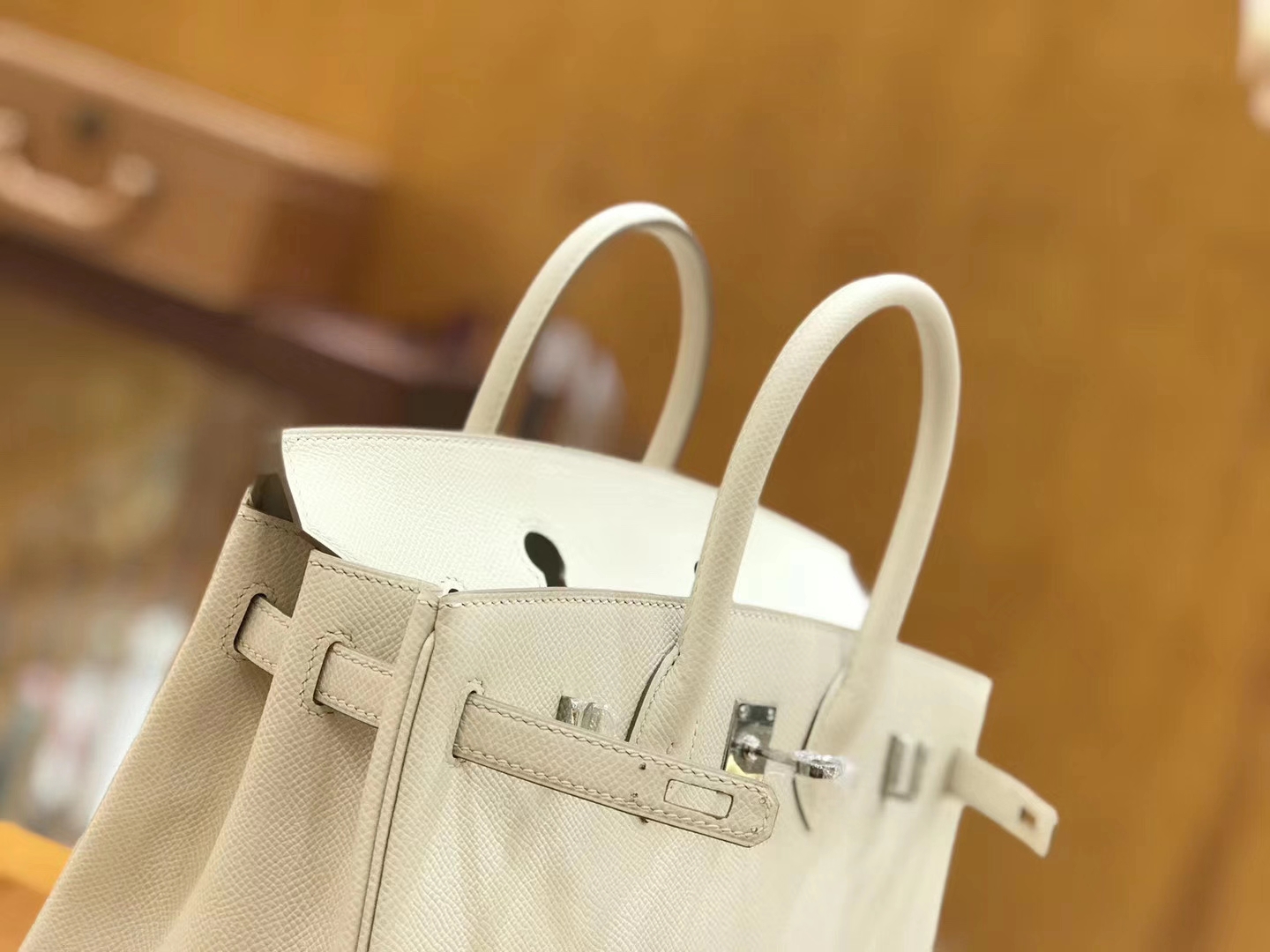 Hermès（爱马仕）Birkin 25cm 奶昔白 银扣 Epsom 掌纹皮 原版蜜蜡线