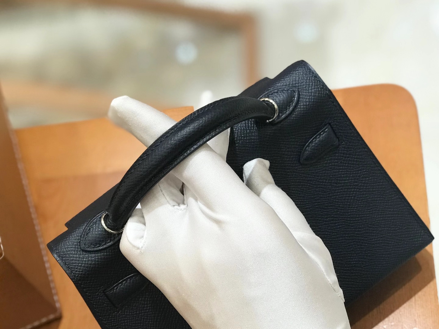 Hermès（爱马仕）Mini Kelly 二代 鸭仔蓝 银扣 Epsom 掌纹皮 原版蜜蜡线