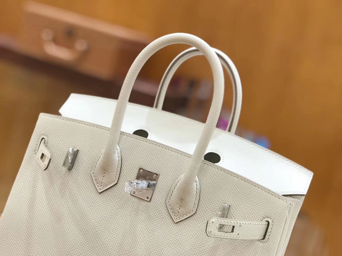 Hermès（爱马仕）Birkin 25cm 奶昔白 银扣 Epsom 掌纹皮 原版蜜蜡线