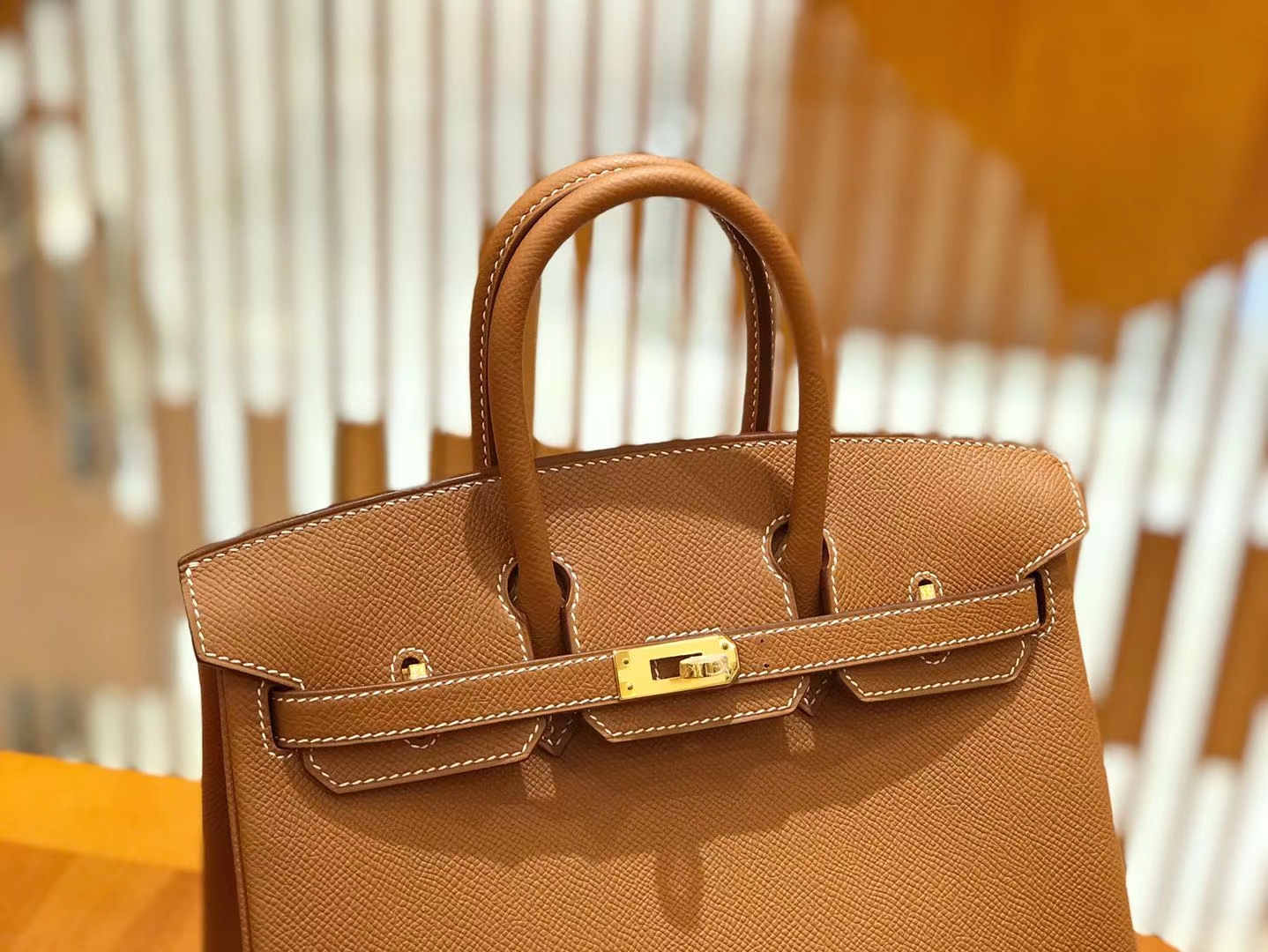 Hermès（爱马仕）Birkin 25cm 金棕 金扣 Epsom 掌纹皮 原版蜜蜡线