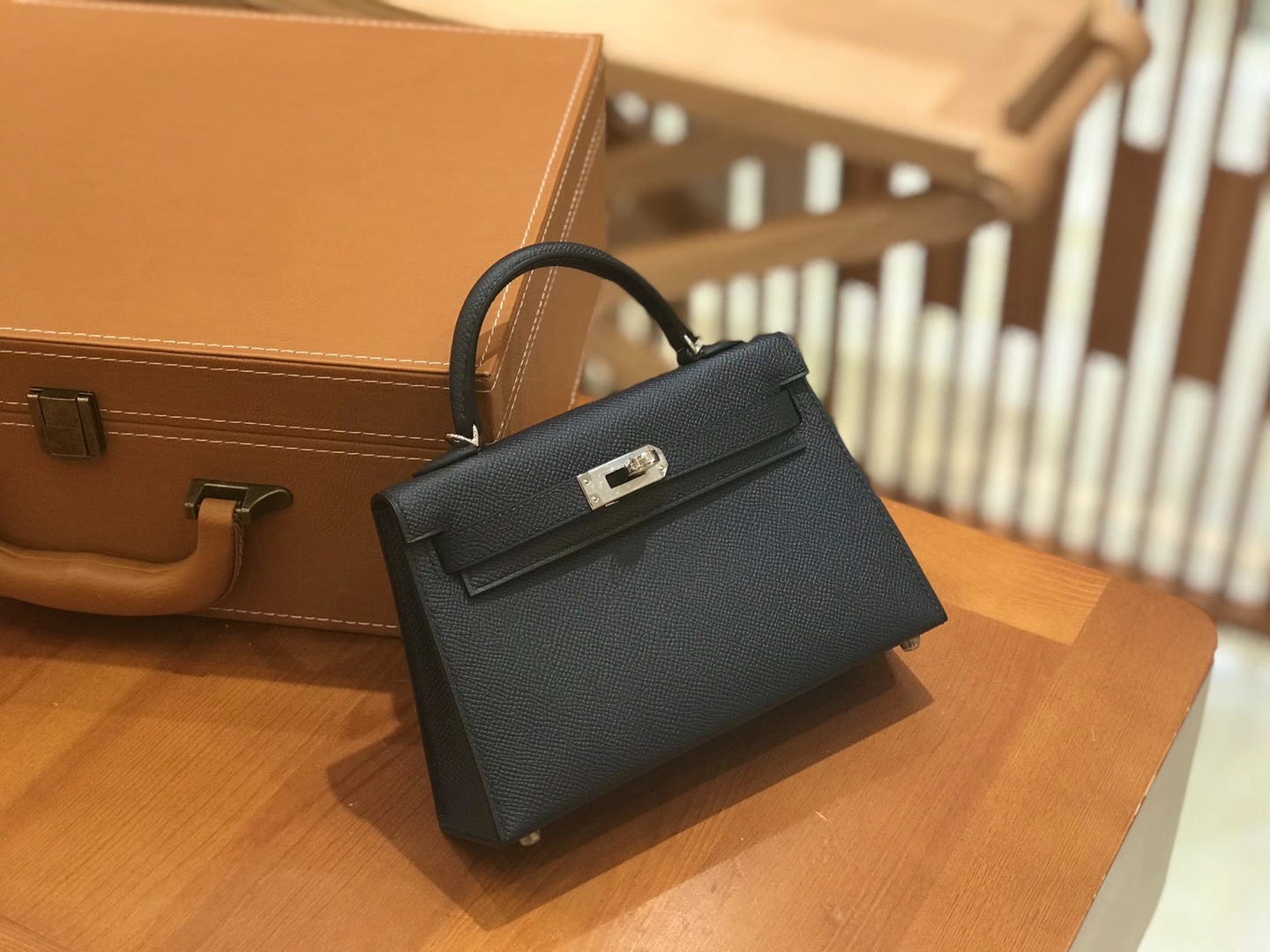 Hermès（爱马仕）Mini Kelly 二代 鸭仔蓝 银扣 Epsom 掌纹皮 原版蜜蜡线