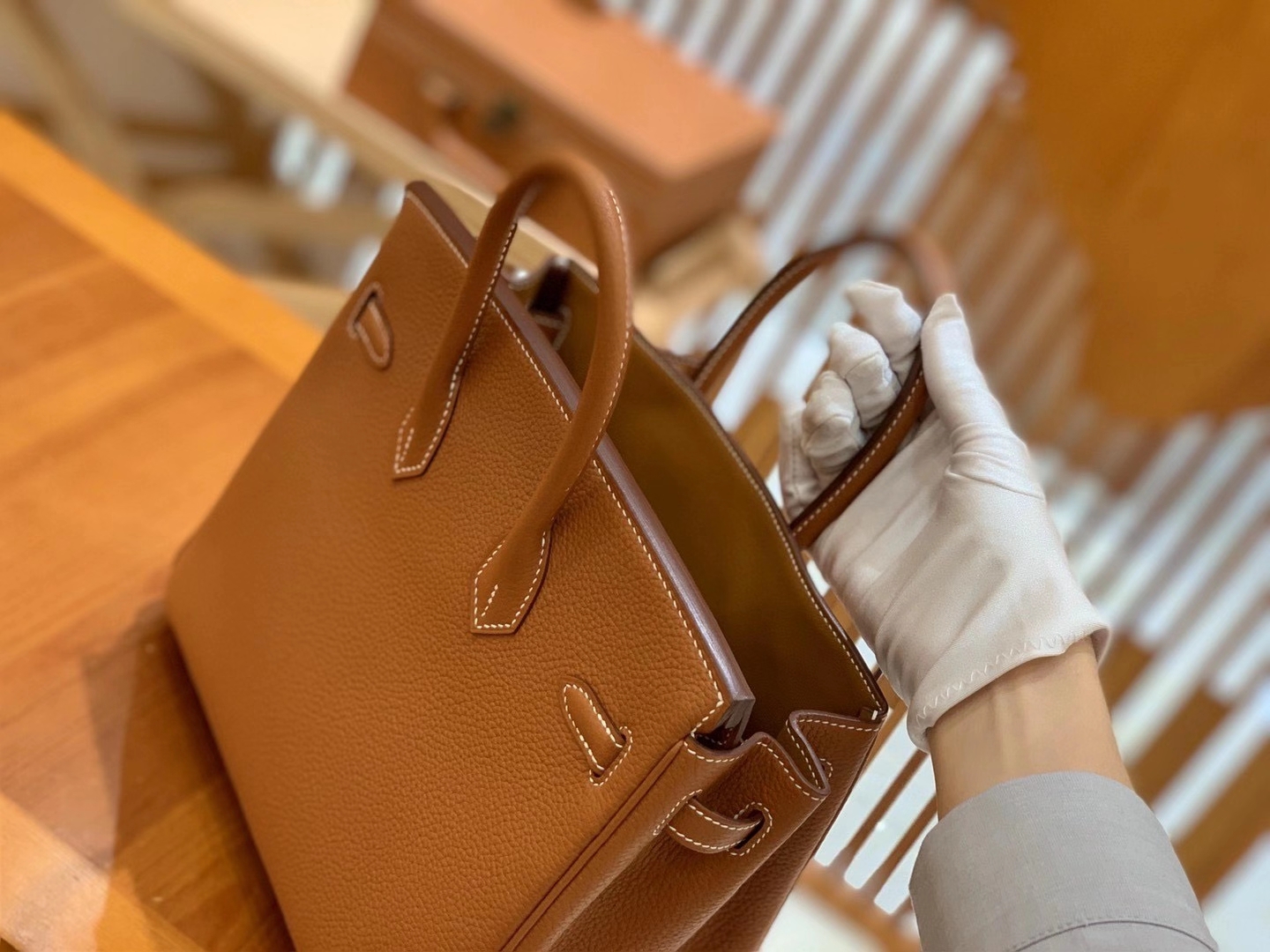Hermès（爱马仕）Birkin 25cm Togo皮 太妃金 银扣 原版蜜蜡线 全手工缝制