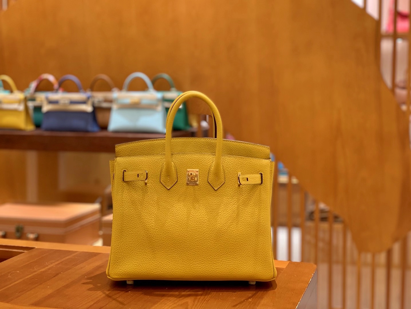 Hermès（爱马仕）Birkin 25cm 琥珀黄 金扣 Togo皮 原版蜜蜡线