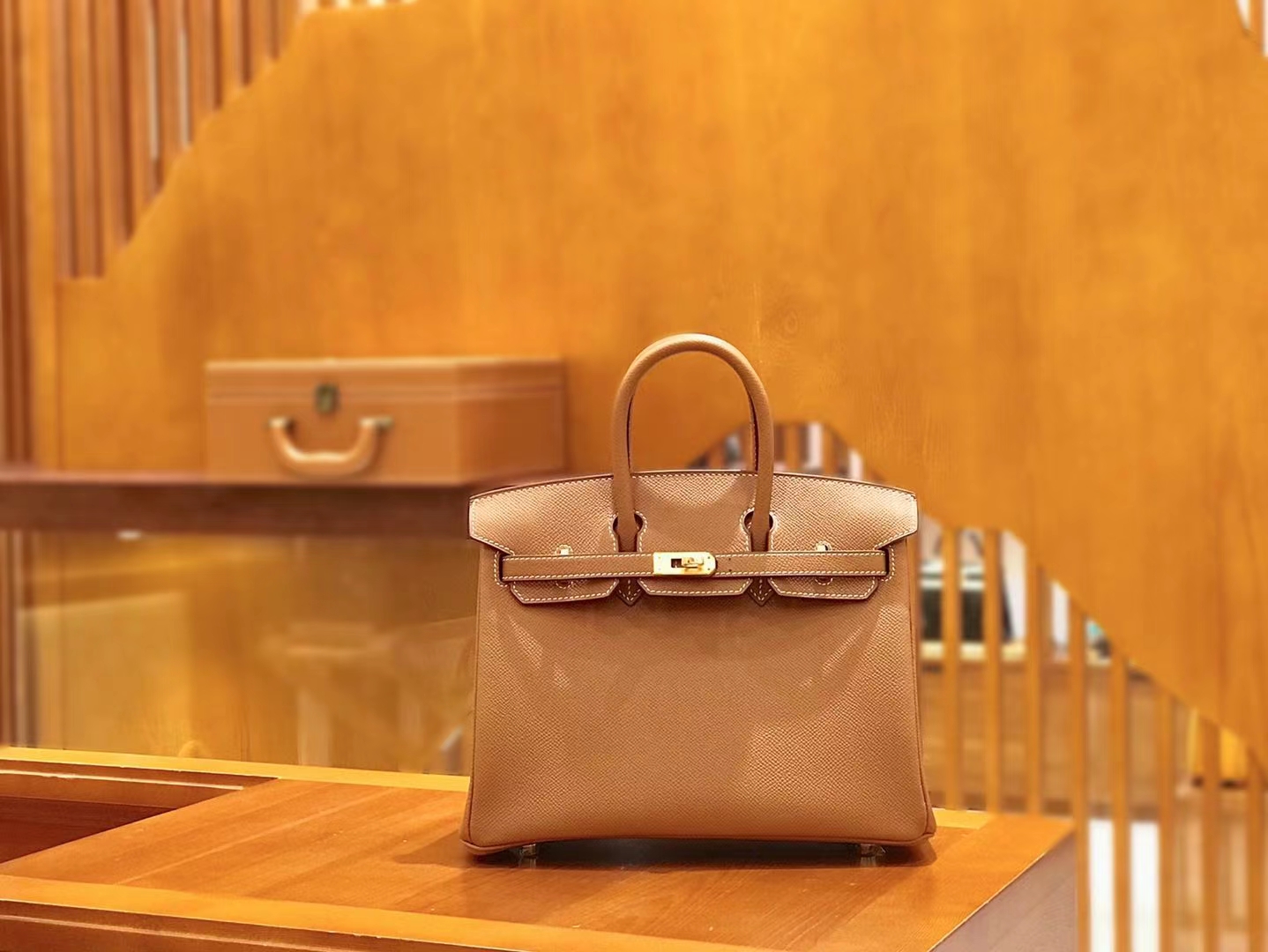 Hermès（爱马仕）Birkin 25cm 金棕 金扣 Epsom 掌纹皮 原版蜜蜡线