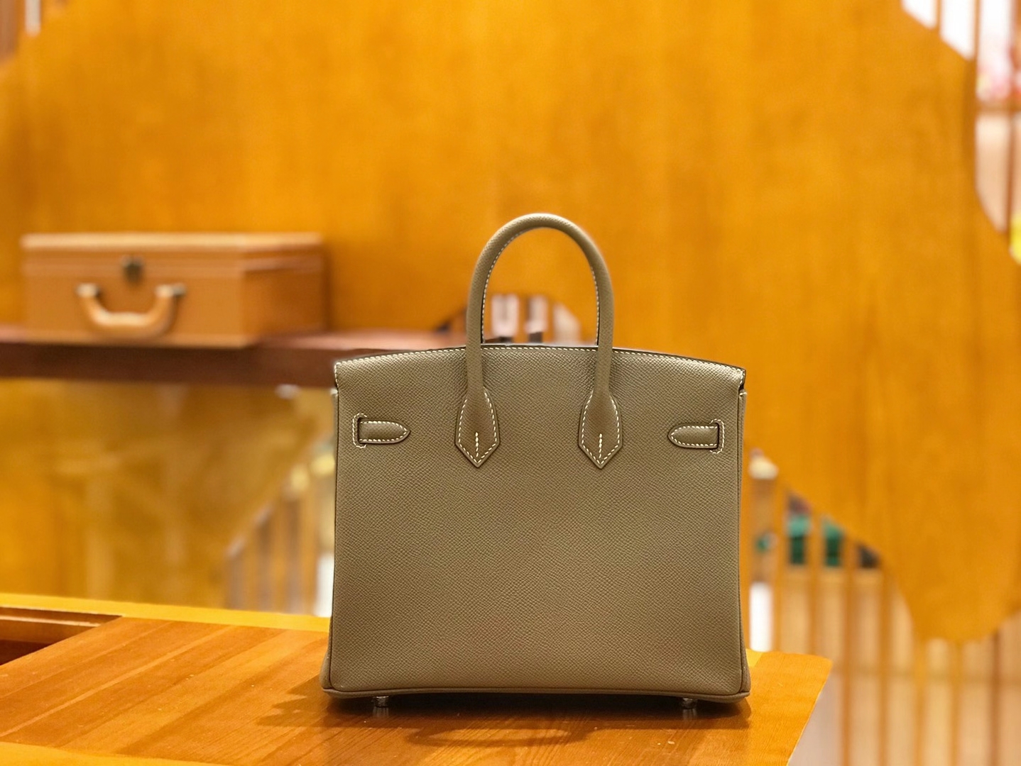 Hermès（爱马仕）Birkin 25cm 大象灰 银扣 Epsom 掌纹皮 原版蜜蜡线