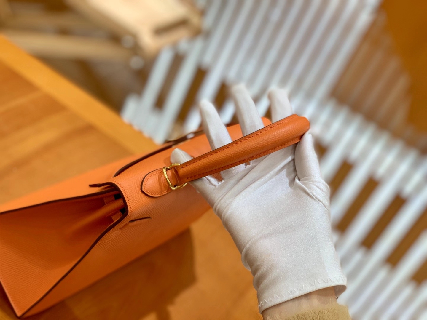 Hermès（爱马仕）kelly 25cm 橙红 金扣 Epsom掌纹皮 原版蜜蜡线 顶级手工缝制