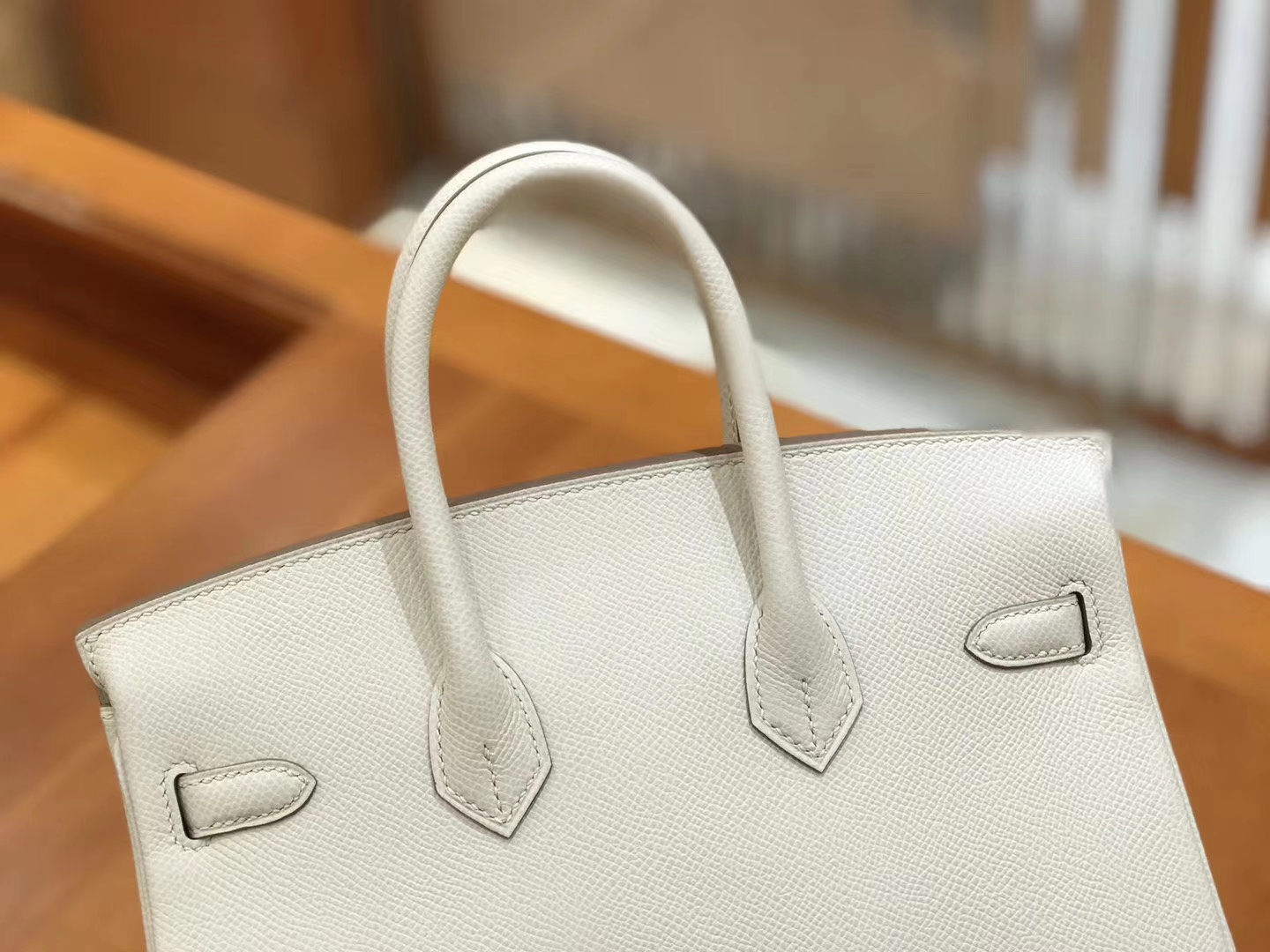 Hermès（爱马仕）Birkin 25cm 奶昔白 银扣 Epsom 掌纹皮 原版蜜蜡线