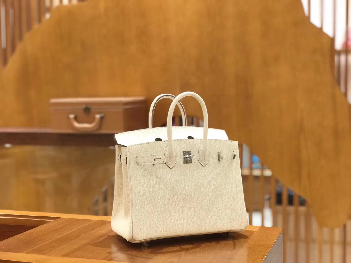 Hermès（爱马仕）Birkin 25cm 奶昔白 银扣 Epsom 掌纹皮 原版蜜蜡线