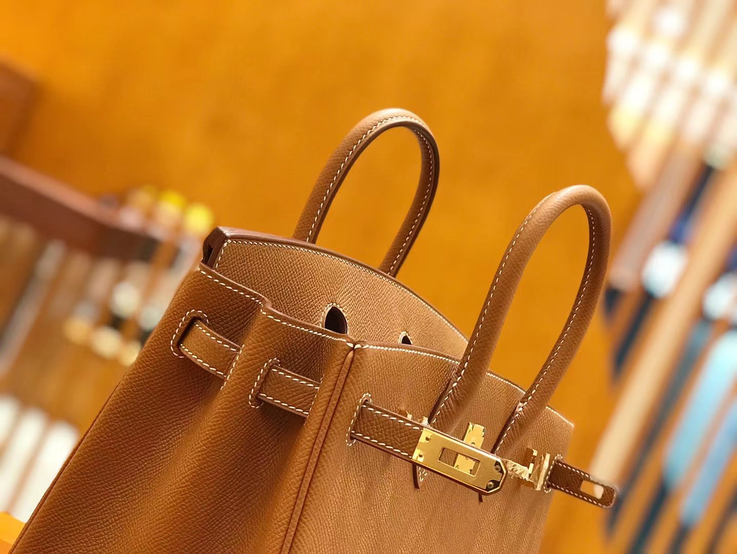 Hermès（爱马仕）Birkin 25cm 金棕 金扣 Epsom 掌纹皮 原版蜜蜡线