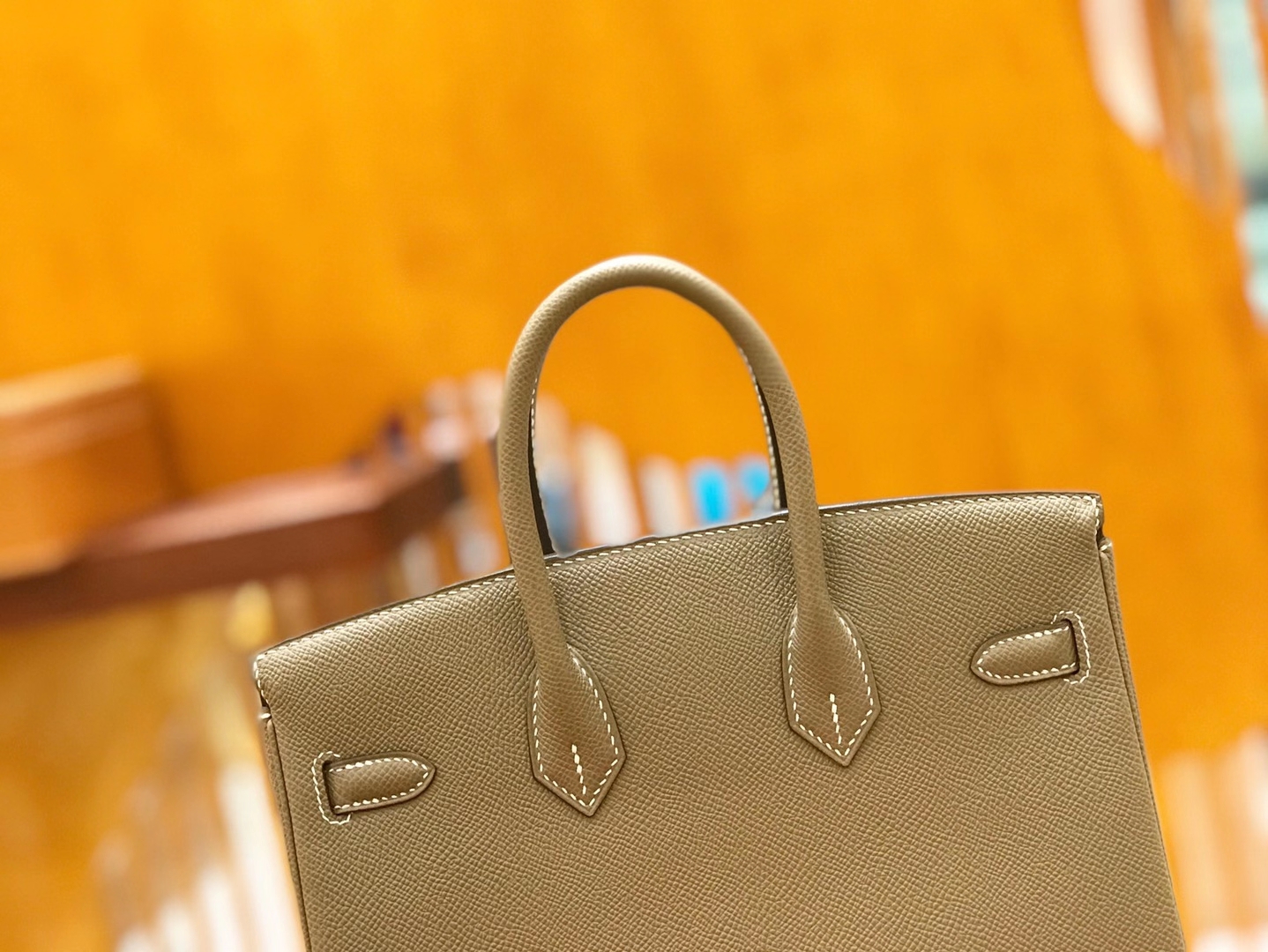 Hermès（爱马仕）Birkin 25cm 大象灰 银扣 Epsom 掌纹皮 原版蜜蜡线