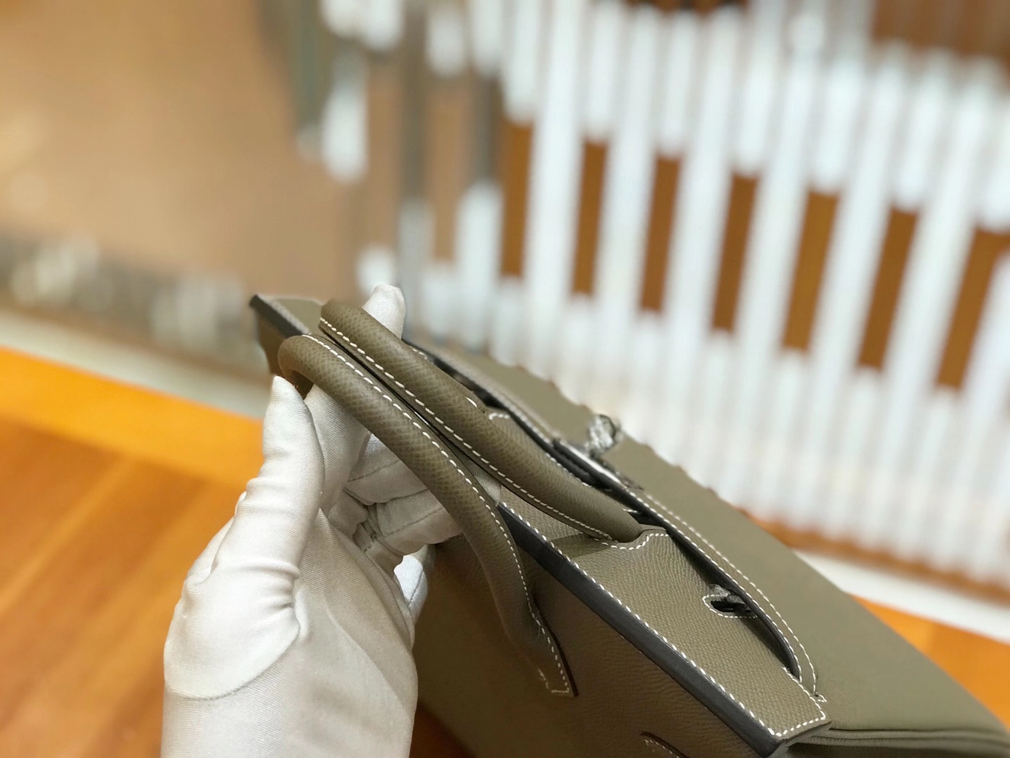 Hermès（爱马仕）Birkin 25cm 大象灰 银扣 Epsom 掌纹皮 原版蜜蜡线