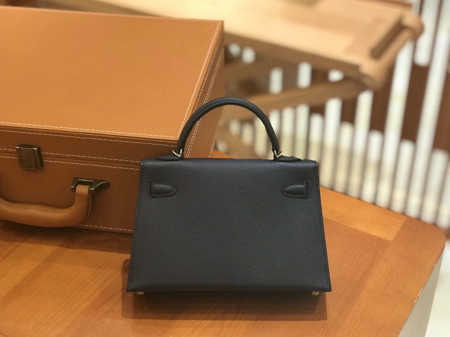Hermès（爱马仕）Mini Kelly 二代 鸭仔蓝 银扣 Epsom 掌纹皮 原版蜜蜡线