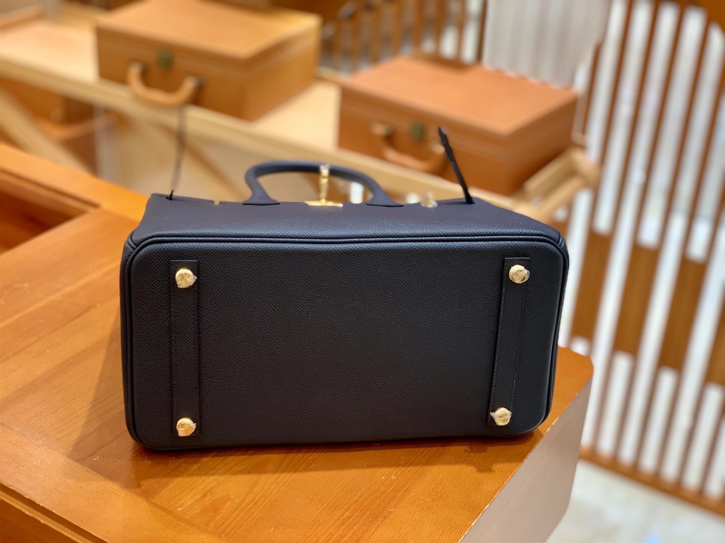 Hermès（爱马仕）Birkin 30cm 掌纹牛皮 内缝 午夜蓝 金扣 全手工缝制
