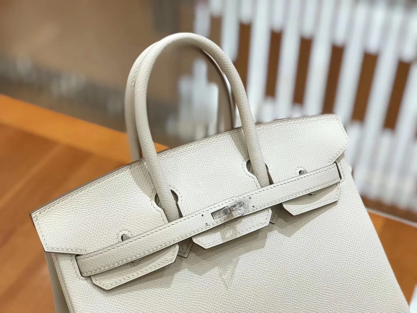 Hermès（爱马仕）Birkin 25cm 奶昔白 银扣 Epsom 掌纹皮 原版蜜蜡线