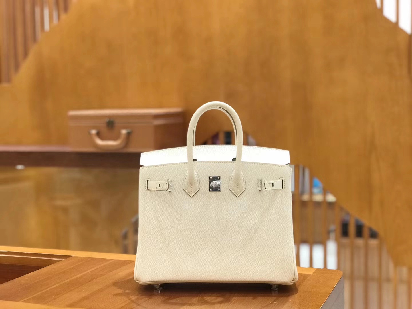 Hermès（爱马仕）Birkin 25cm 奶昔白 银扣 Epsom 掌纹皮 原版蜜蜡线