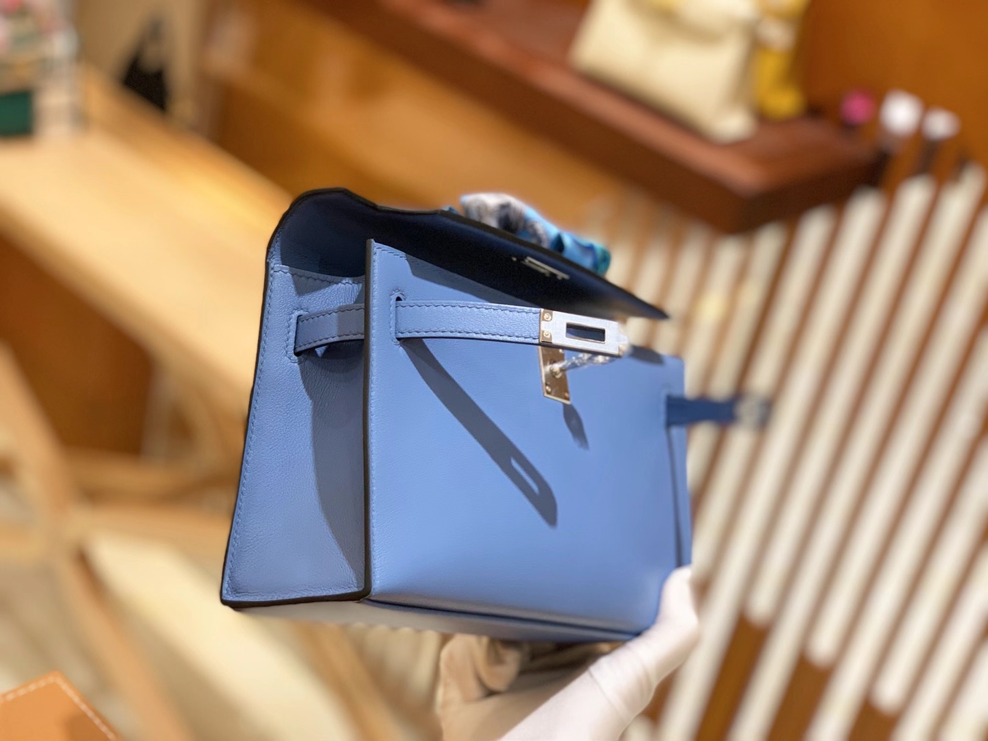 Hermès（爱马仕）Mini Kelly 一代 明兰 swift皮 银扣 原版蜜蜡线 顶级手工缝制