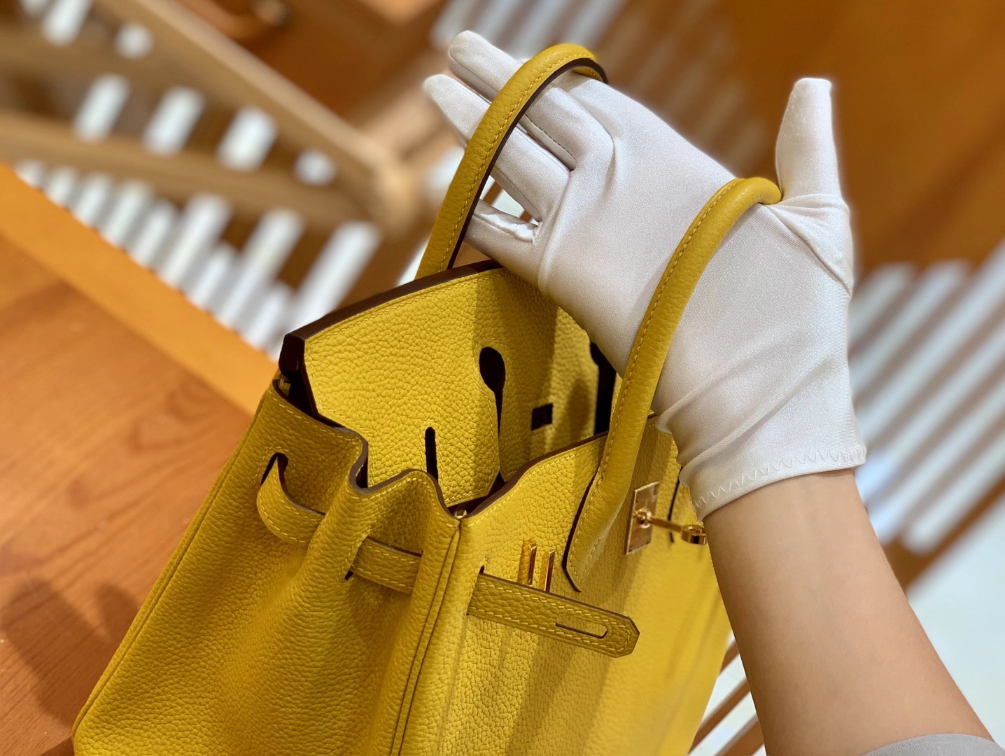 Hermès（爱马仕）Birkin 25cm 琥珀黄 金扣 Togo皮 原版蜜蜡线