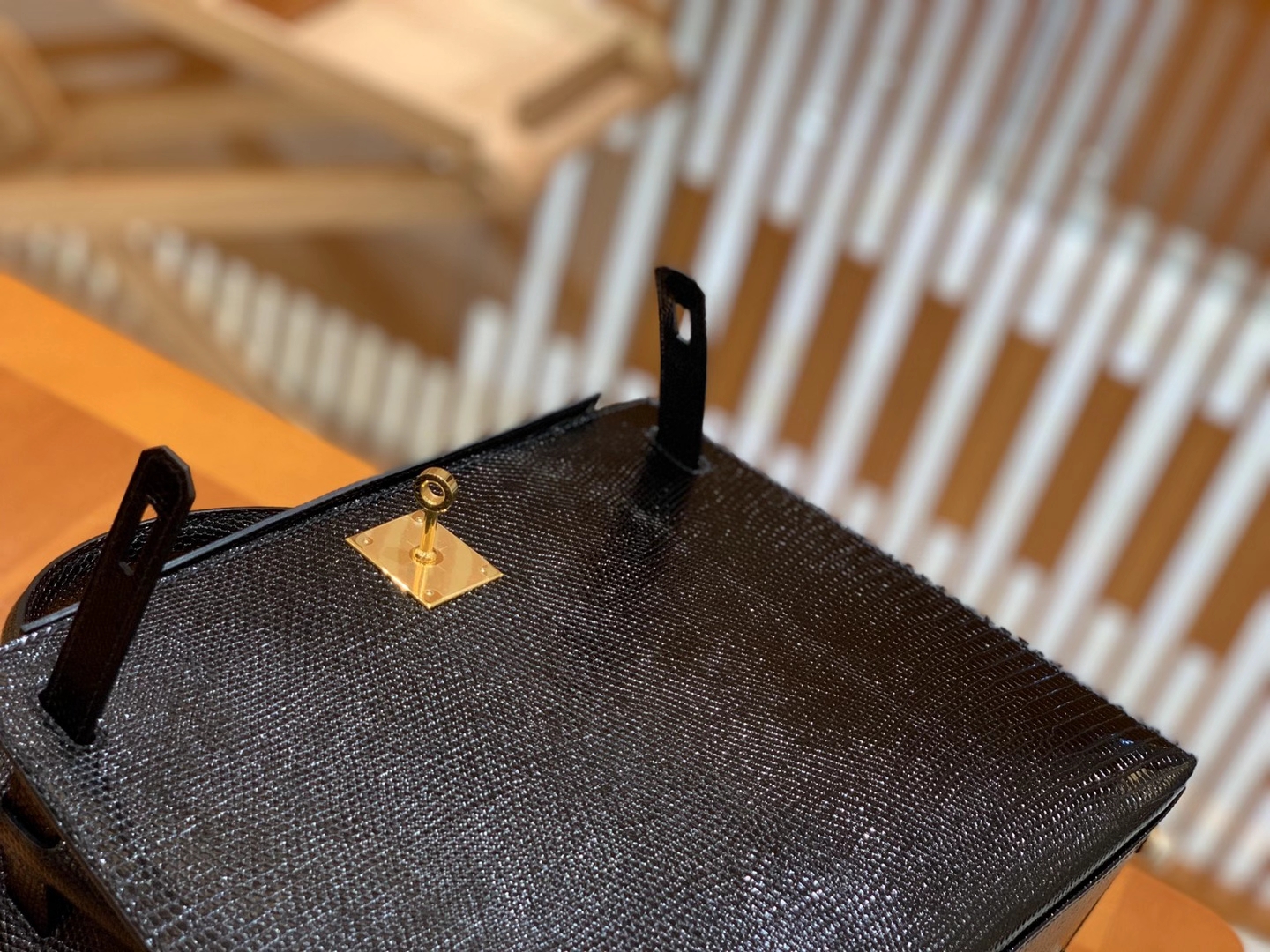 Hermès（爱马仕）Kelly 28cm 经典黑 金扣 南非野生蜥蜴皮 原版蜜蜡线 顶级手工缝制
