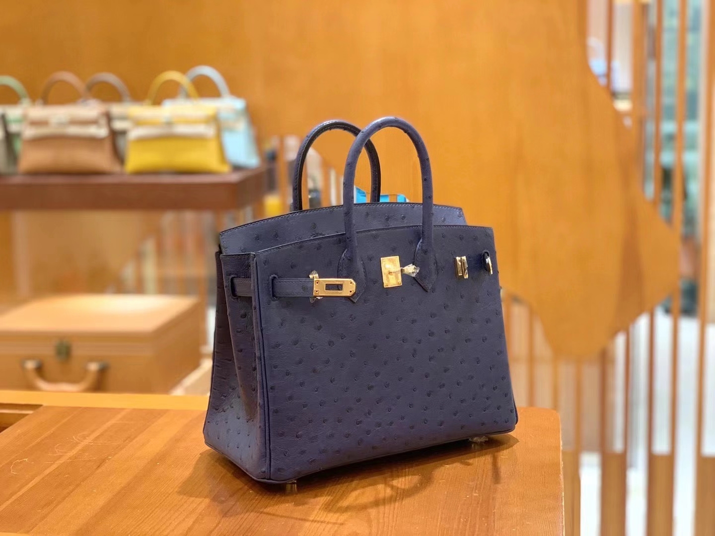 Hermès（爱马仕）Birkin 25cm 马耳他蓝 金扣 南非KK级鸵鸟皮 原版蜜蜡线 顶级手工缝制