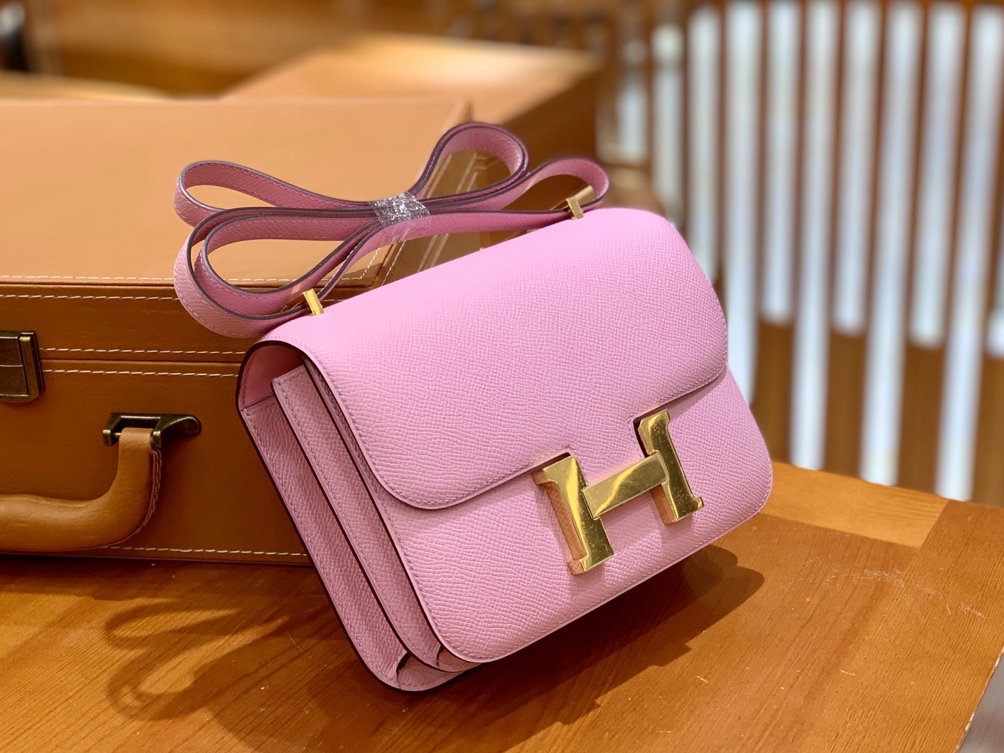 Hermès（爱马仕）Constance 18cm 锦葵紫 金扣 进口Epsom 皮 原版蜜蜡线 顶级手缝版本