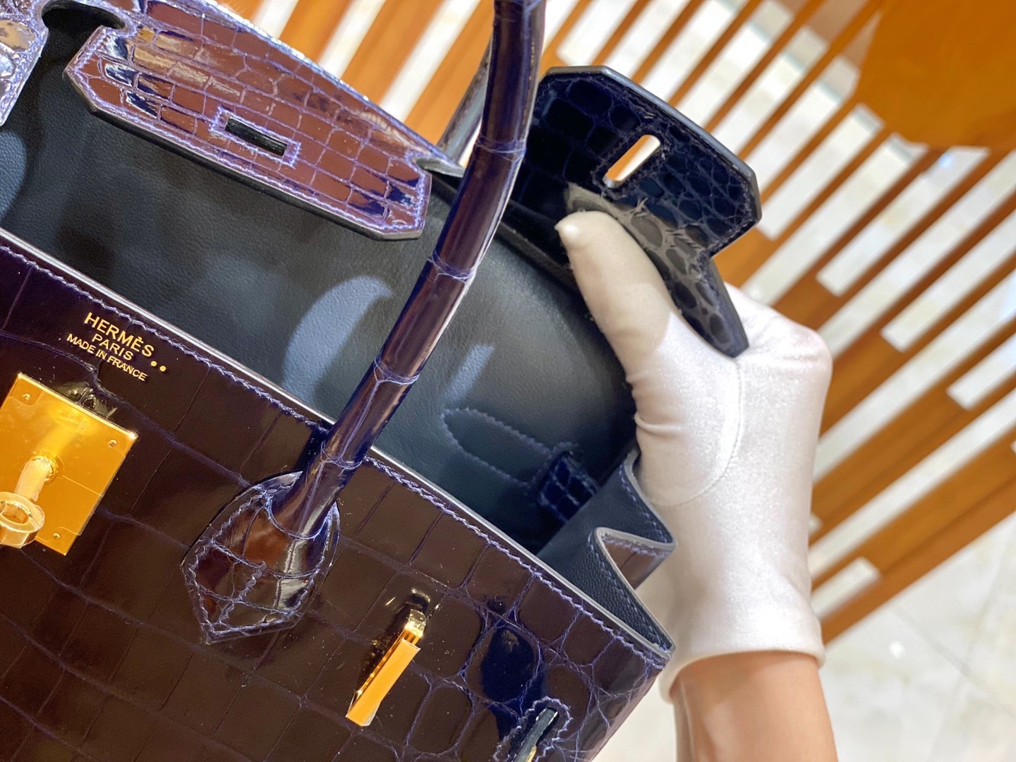 Hermès（爱马仕）Birkin 30cm 宝石蓝 金扣 一级尼罗鳄鱼皮 原版蜜蜡线 顶级手缝版本