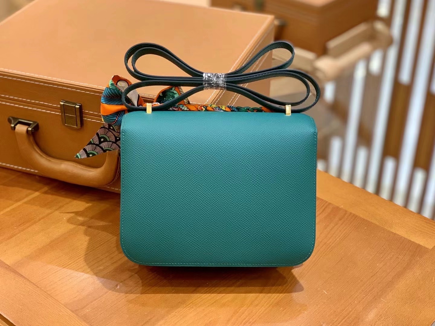 Hermès（爱马仕）Constance 18cm 孔雀绿 金扣 进口Epsom 皮 原版蜜蜡线 顶级手缝版本