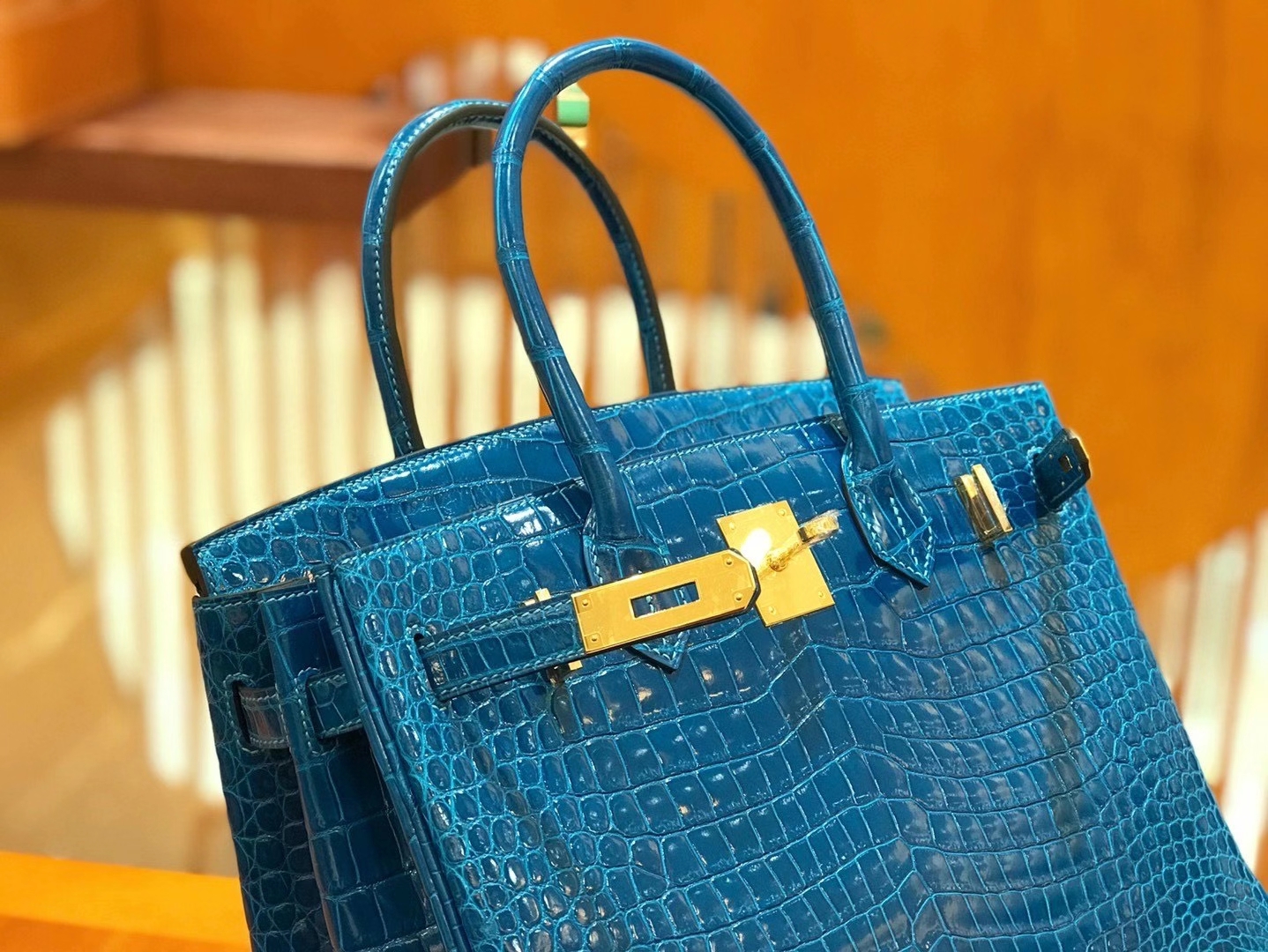 Hermès（爱马仕）Birkin 30cm 伊兹密尔蓝 一级野生湾鳄 原版蜜蜡线 顶级手工缝制