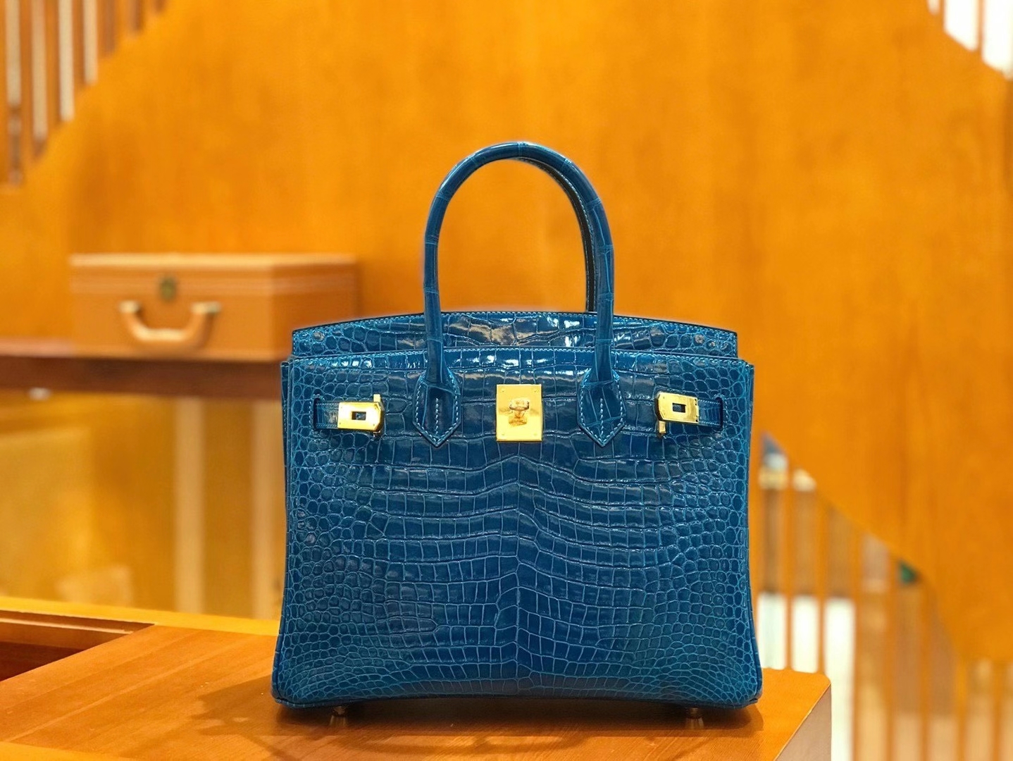 Hermès（爱马仕）Birkin 30cm 伊兹密尔蓝 一级野生湾鳄 原版蜜蜡线 顶级手工缝制